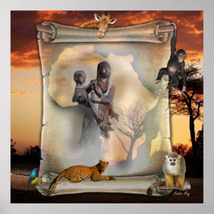 Afrikanische Frau und Kind Poster
