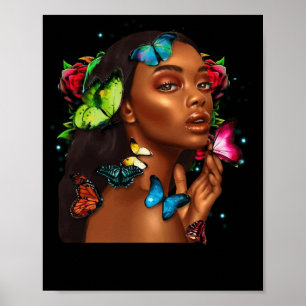 Afrikanische Frauen Afro American Butterflies Frau Poster