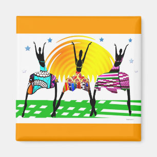 Afrikanische Frauen, die Anruf-Tanz verbinden Magnet