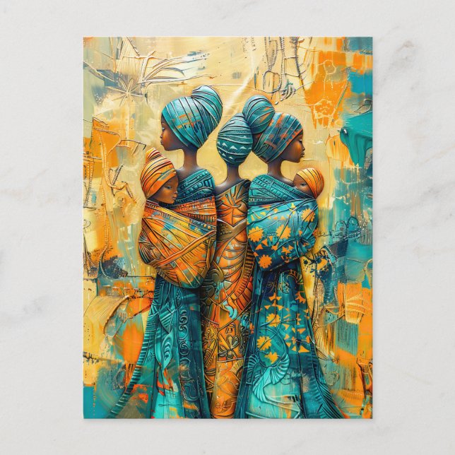 Afrikanische Frauen, die Kinder tragen Postkarte (Vorderseite)