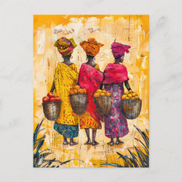 Afrikanische Frauen, die Obst und Gemüse befördern Postkarte