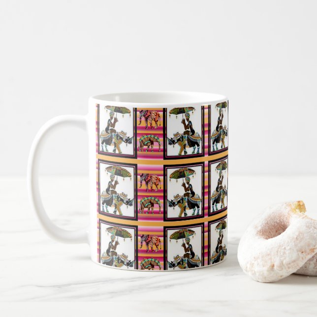 Afrikanische Frauen Elephant Stripe Tasse (Mit Donut)