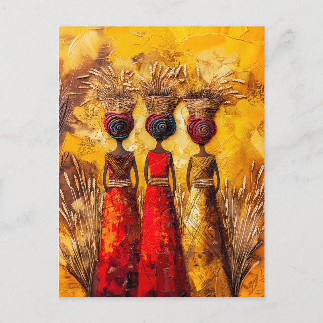 Afrikanische Frauen ernten Grain Postkarte (Vorderseite)