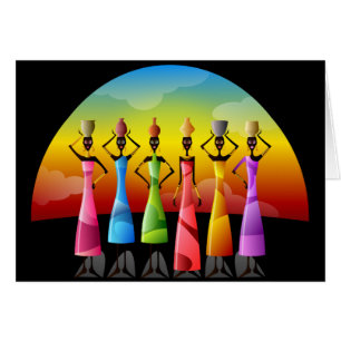 Afrikanische Frauen in farbenfrohen Kleidern Kwanz