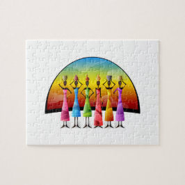 Afrikanische Frauen in farbenfrohen Kleidern Puzzle