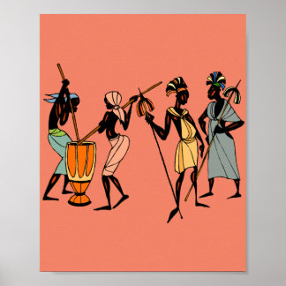 Afrikanische Frauen kochen und tanzen Poster