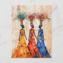 Afrikanische Frauen mit farbigem Feuerholz Postkarte