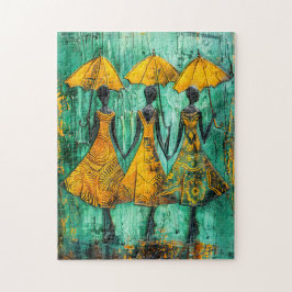 Afrikanische Frauen mit Regenschirmen Puzzle