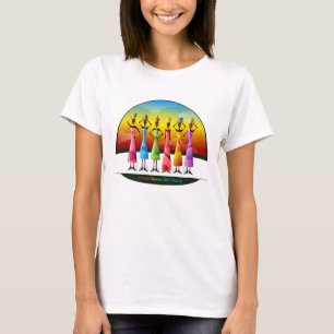 Afrikanische Frauen mit Schiffen. Buntes afrika T-Shirt