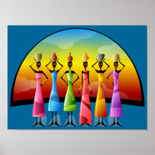 Afrikanische Frauen mit Schiffspopster Poster