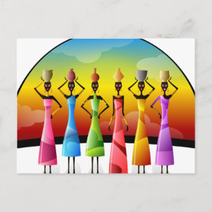 Afrikanische Frauen mit Töpferei auf den Köpfen Postkarte