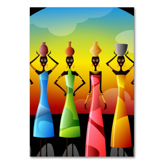 Afrikanische Frauen mit Töpferei auf den Köpfen Tischnummer (Vorderseite)