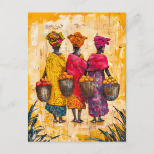 Afrikanische Frauen tragen Früchte und Gemüse Postkarte