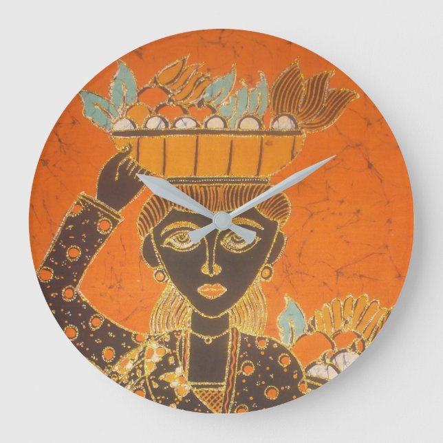 afrikanische Frauen tragen Korbkunst Große Wanduhr (Vorderseite)