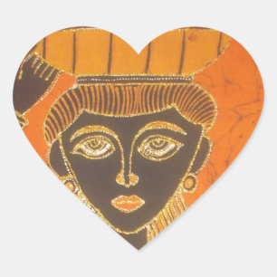 afrikanische Frauen tragen Korbkunst Herz-Aufkleber