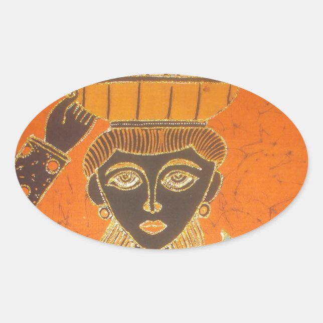 afrikanische Frauen tragen Korbkunst Ovaler Aufkleber (Vorderseite)