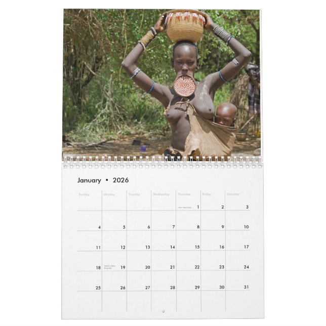 Afrikanische Gesichts-Gewohnheit Druckkalender Kalender (Jan 2026)