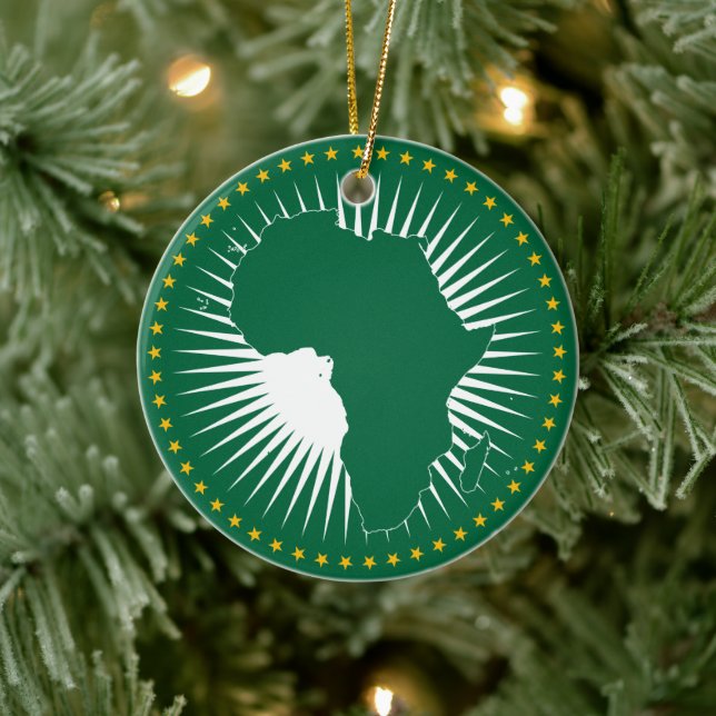 Afrikanische Gewerkschaft-Flagge (Afrika) (Panafri Keramik Ornament (Baum)