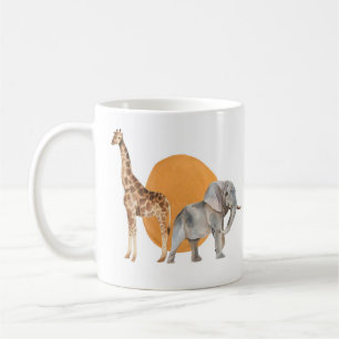 Afrikanische Giraffe und Elephant Kaffeetasse