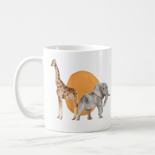 Afrikanische Giraffe und Elephant Kaffeetasse (Links)