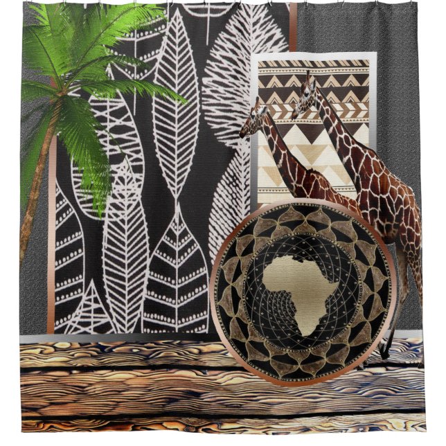 Afrikanische Giraffen Duschvorhang (Vorderseite)
