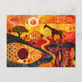 Afrikanische Giraffen im Stammesternstil Feiertagspostkarte