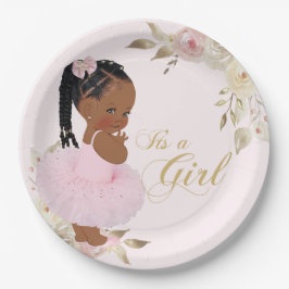 Afrikanische Girl Baby Shower Paper Plate Pappteller