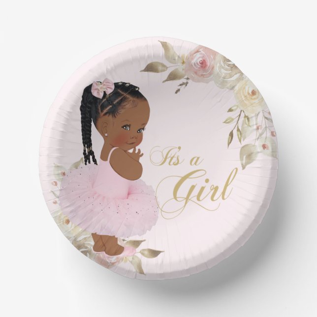 Afrikanische Girl Baby Shower Paper Plate Pappteller (Vorderseite)