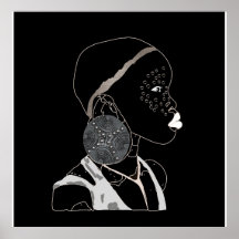 Afrikanische Girl Black and White Artwork