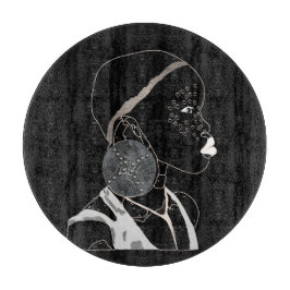 Afrikanische Girl Black and White Artwork Schneidebrett