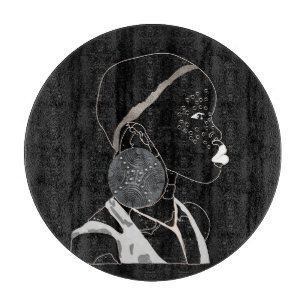 Afrikanische Girl Black and White Artwork Schneidebrett