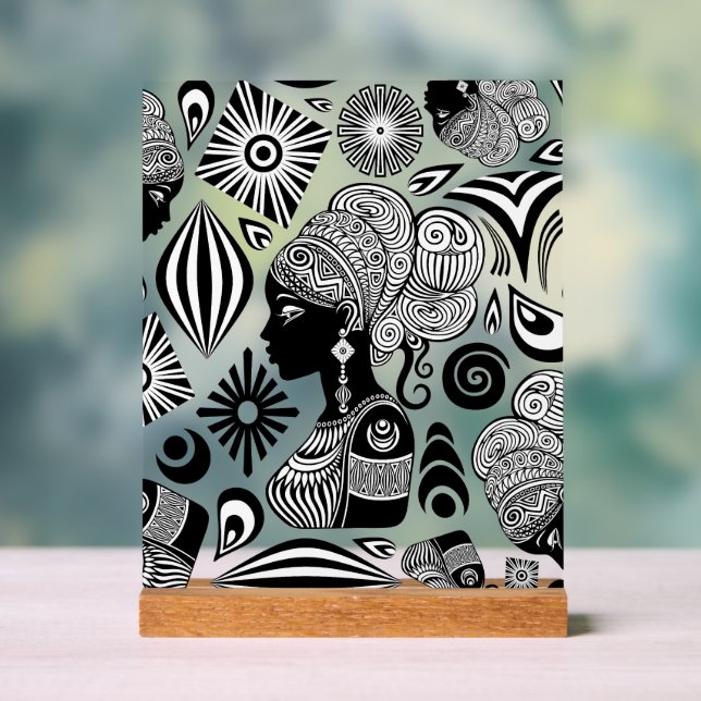 Afrikanische Girl Portrait Tribal Tattoo Acrylschild (Neutral)