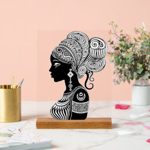 Afrikanische Girl Portrait Tribal Tattoo Acrylschild