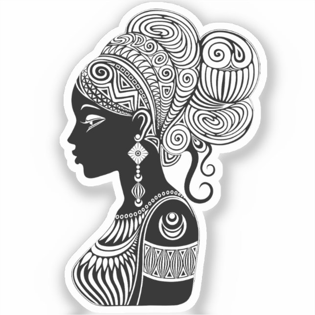 Afrikanische Girl Portrait Tribal Tattoo Aufkleber (Vorderseite)