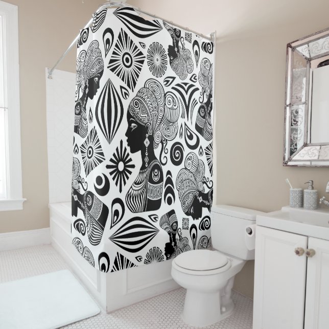 Afrikanische Girl Portrait Tribal Tattoo Duschvorhang (Beispiel)