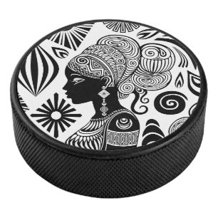 Afrikanische Girl Portrait Tribal Tattoo Eishockey Puck