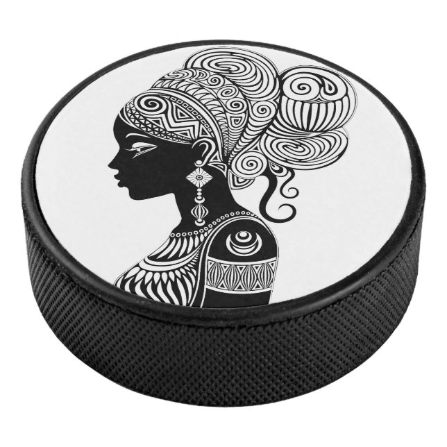 Afrikanische Girl Portrait Tribal Tattoo Eishockey Puck (3/4)