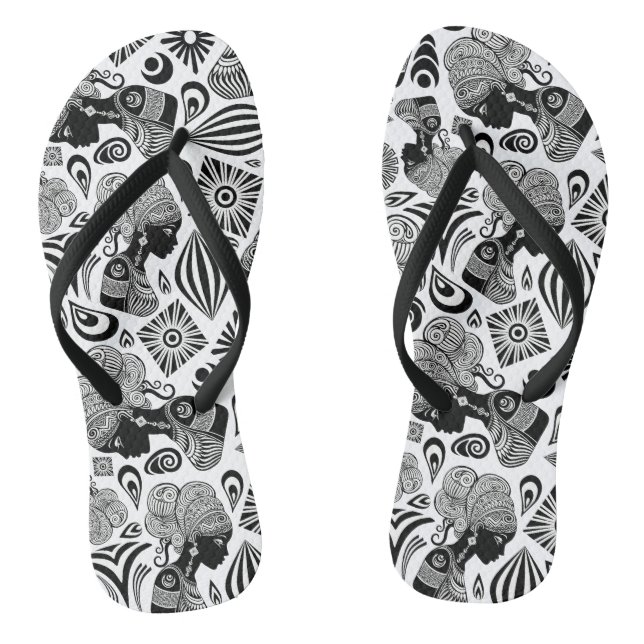 Afrikanische Girl Portrait Tribal Tattoo Flip Flops (Fußbett)