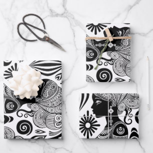 Afrikanische Girl Portrait Tribal Tattoo Geschenkpapier Set