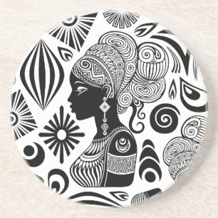 Afrikanische Girl Portrait Tribal Tattoo Getränkeuntersetzer
