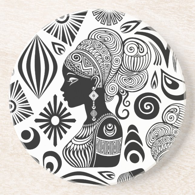 Afrikanische Girl Portrait Tribal Tattoo Getränkeuntersetzer (Vorne)