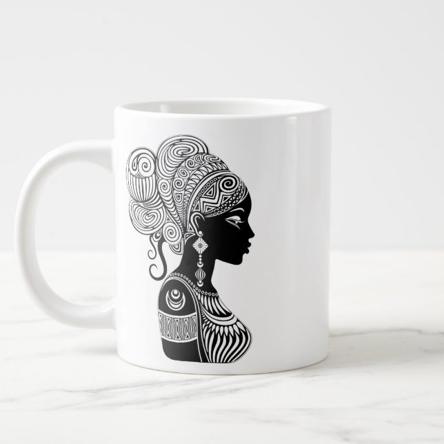 Afrikanische Girl Portrait Tribal Tattoo Jumbo-Tasse (Links)