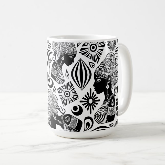 Afrikanische Girl Portrait Tribal Tattoo Kaffeetasse (VorderseiteRechts)
