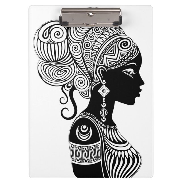 Afrikanische Girl Portrait Tribal Tattoo Klemmbrett (Vorderseite)
