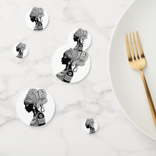 Afrikanische Girl Portrait Tribal Tattoo Konfetti (Gruppe)