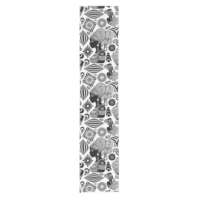 Afrikanische Girl Portrait Tribal Tattoo Kurzer Tischläufer (Vorderseite)