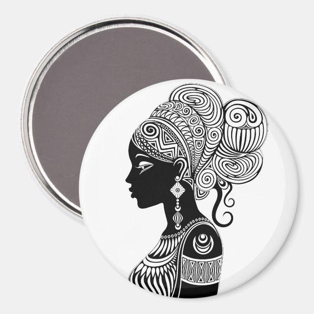 Afrikanische Girl Portrait Tribal Tattoo Magnet (Vorderseite/Rückseite)