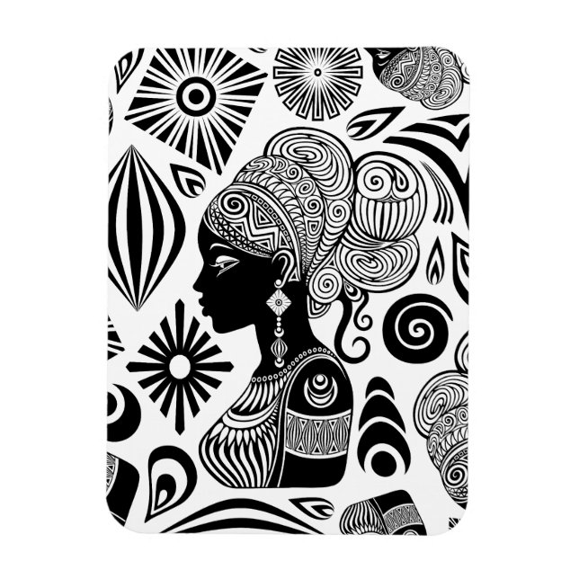 Afrikanische Girl Portrait Tribal Tattoo Magnet (Vertikal)