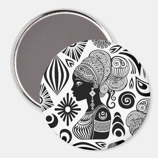 Afrikanische Girl Portrait Tribal Tattoo Magnet (Vorderseite/Rückseite)
