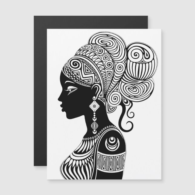 Afrikanische Girl Portrait Tribal Tattoo Magnetkarte (Vorne/Hinten)